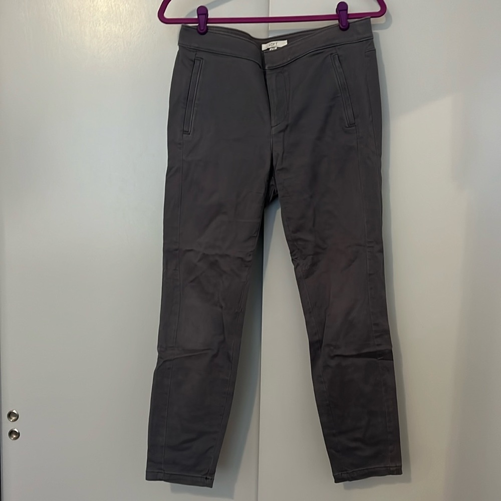 Gray Loft Marissa suede straight leg pants